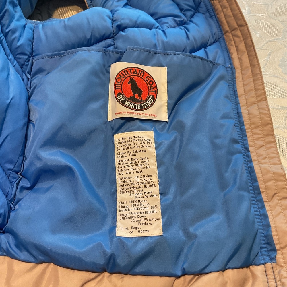 Mountain Goat by White Stag Puffer Vest Womens S Tan Blue Colorblock Vintage - Picture 2 of 5
